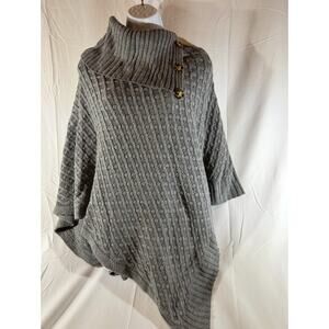 V. FRAAS Gray Scarf Poncho 100% Acrylic. One Size. Shrug.
